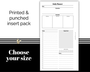 Daily Planner - Task Focused - Printed Planner Inserts