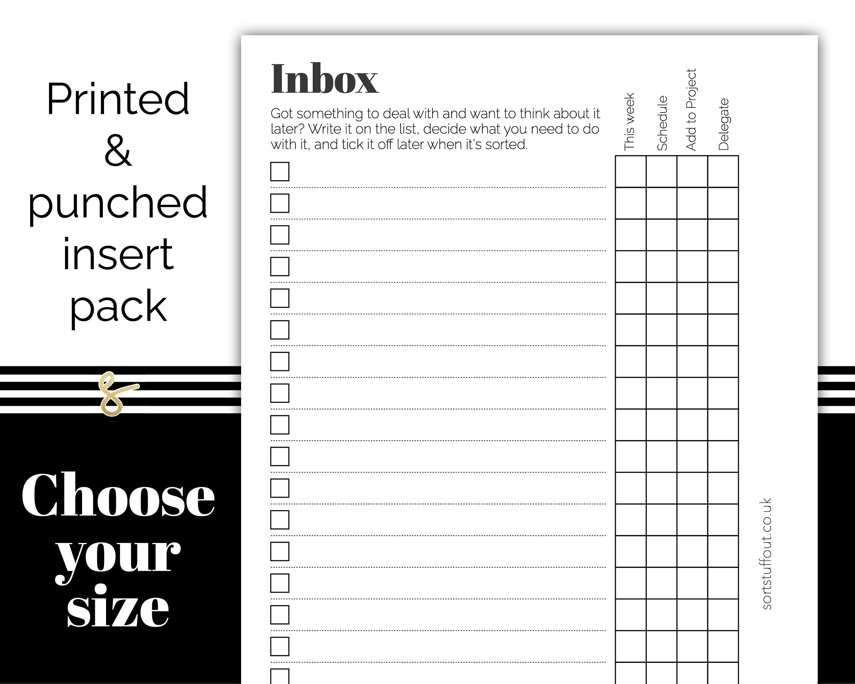 Inbox - Printed Planner Inserts
