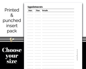 Appointments - Printed Planner Inserts