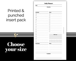 Daily Planner with Hourly Schedule - Printed Planner Inserts