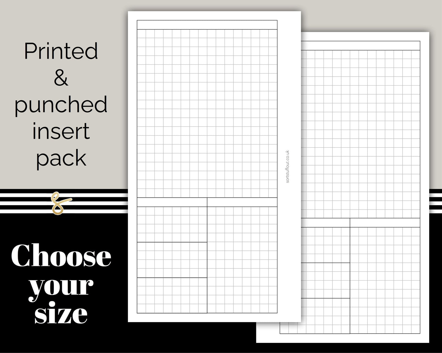 3 Section Daily Grid - Printed Planner Inserts