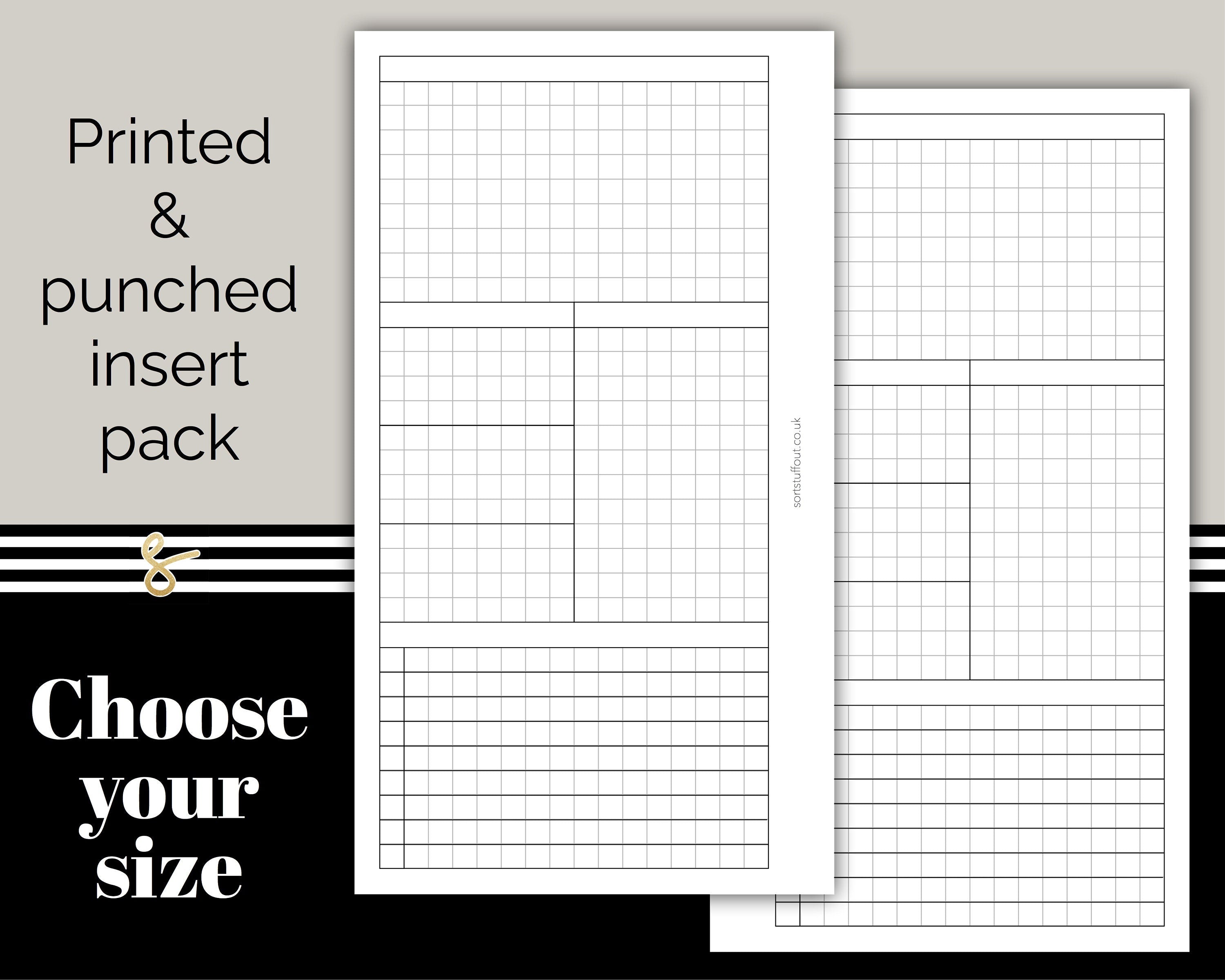 4 Section Daily Grid - Printed Planner Inserts