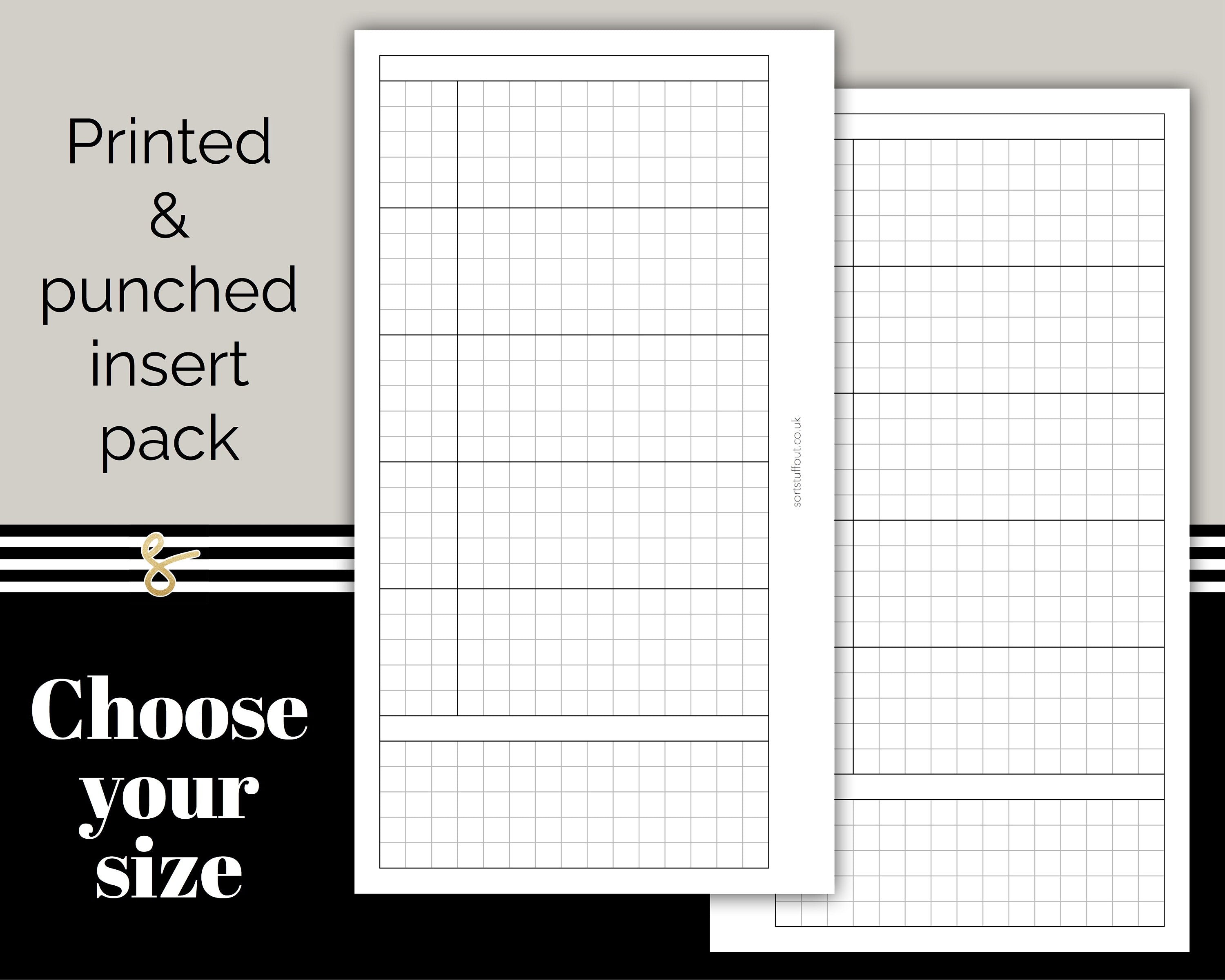 5 Day Week on One Page - Grid Design - Printed Planner Inserts