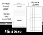 Load image into Gallery viewer, Monthly Inserts with Tasks and Important Dates  Filofax Mini - Printed Planner Inserts
