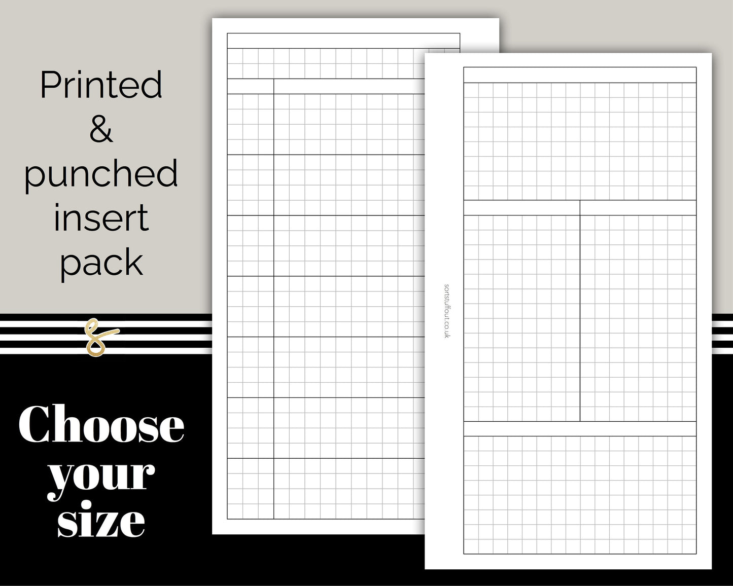 4 Section Weekly Grid - WO2P - Printed Planner Inserts