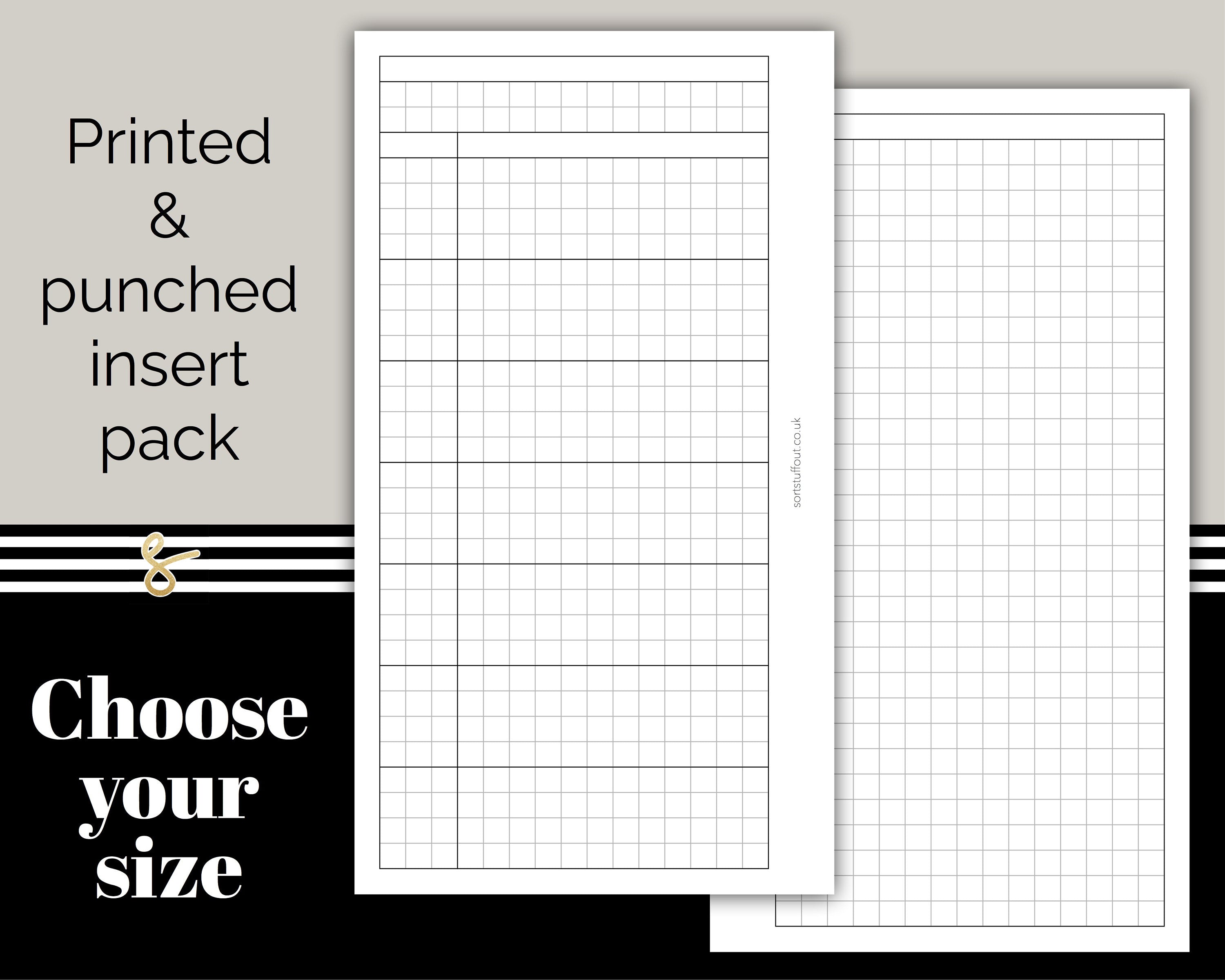 Weekly Grid with Notes - WO2P - Printed Planner Inserts
