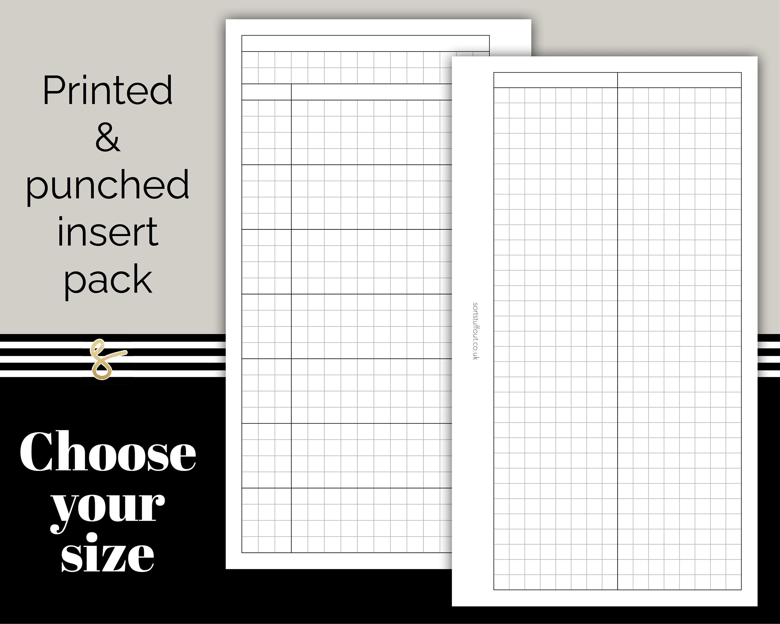Weekly Grid with 2 Columns - WO2P - Printed Planner Inserts