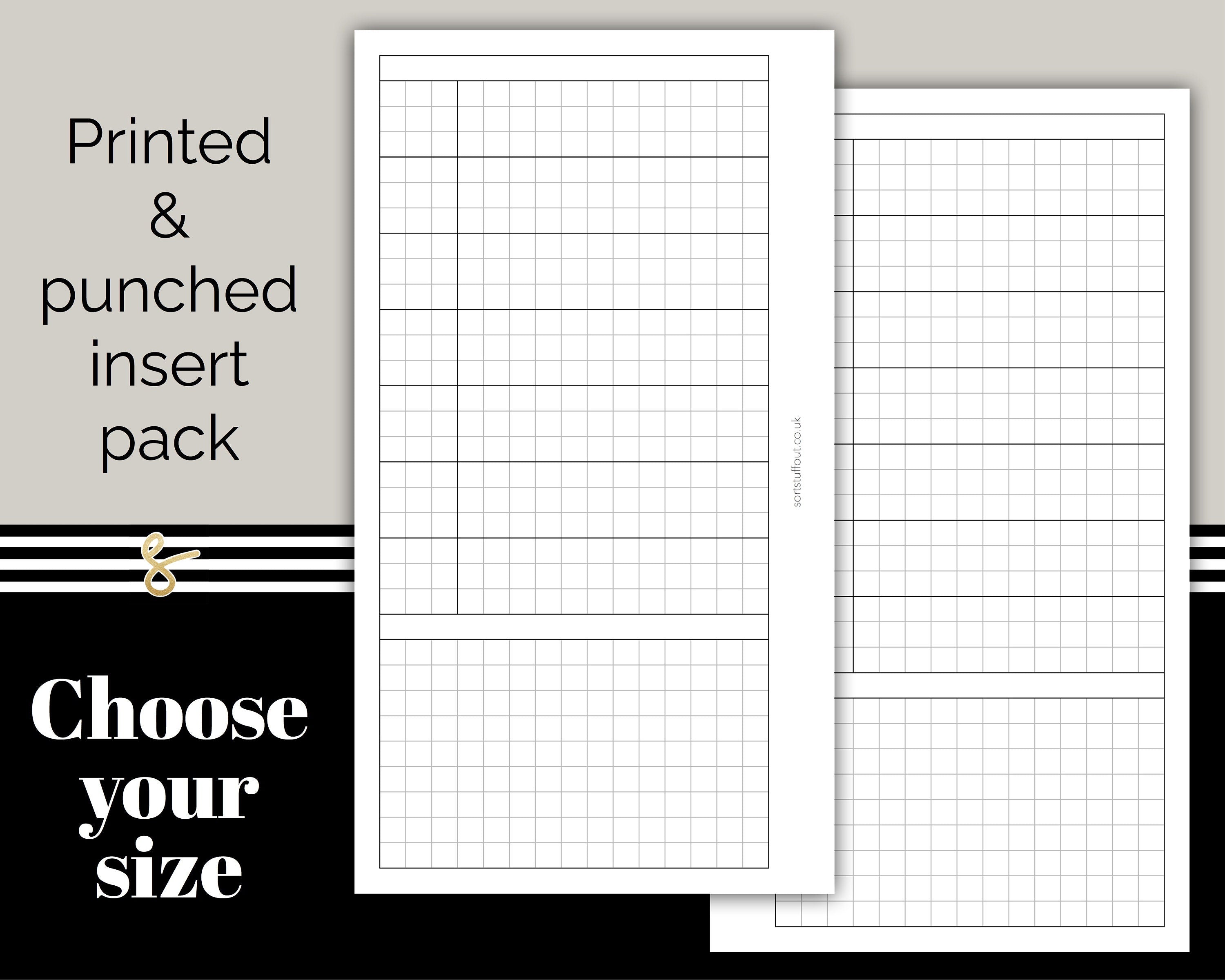 Week on One Page with Notes - Grid Design - Printed Planner Inserts