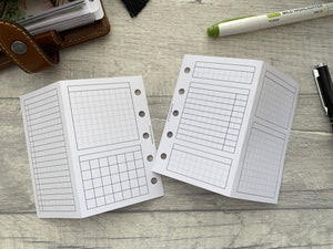 Monthly Foldout Grid Inserts for MINI PLANNERS  Filofax Mini - Printed Planner Inserts