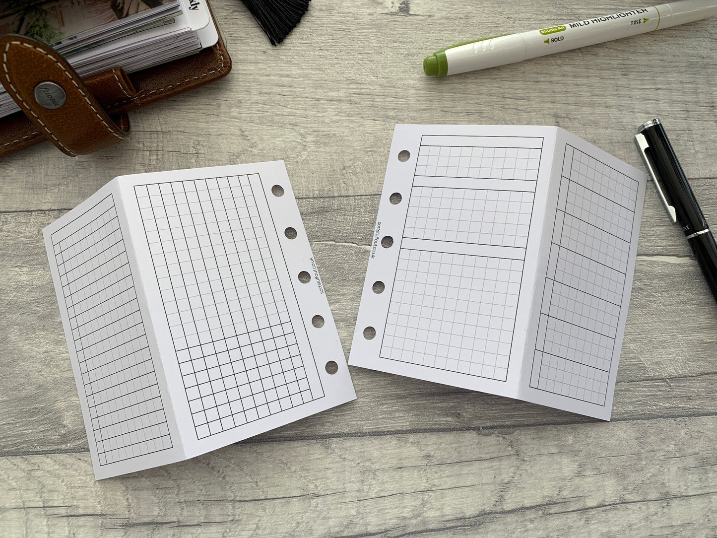 Weekly Foldout Grid Inserts - Printed Planner Inserts for Filofax Mini