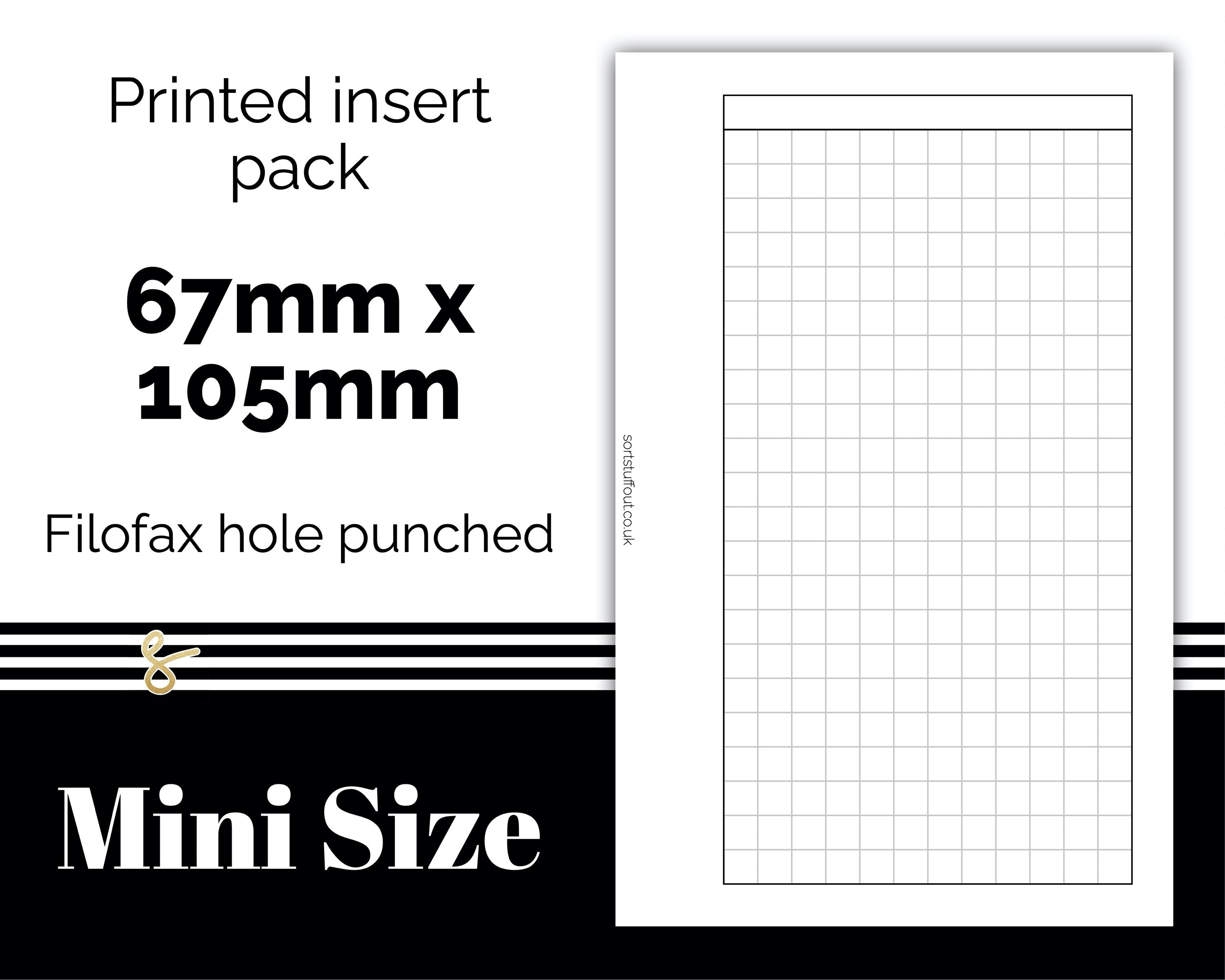 Grid Style Notes - Notes and Tasks Filofax Mini - Printed Planner Inserts