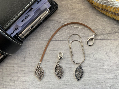 Silver Leaf Zipper Pull - Planner Charm