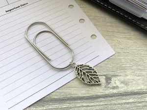 Silver Leaf Page Marker Clip - Luxe Planner Charm