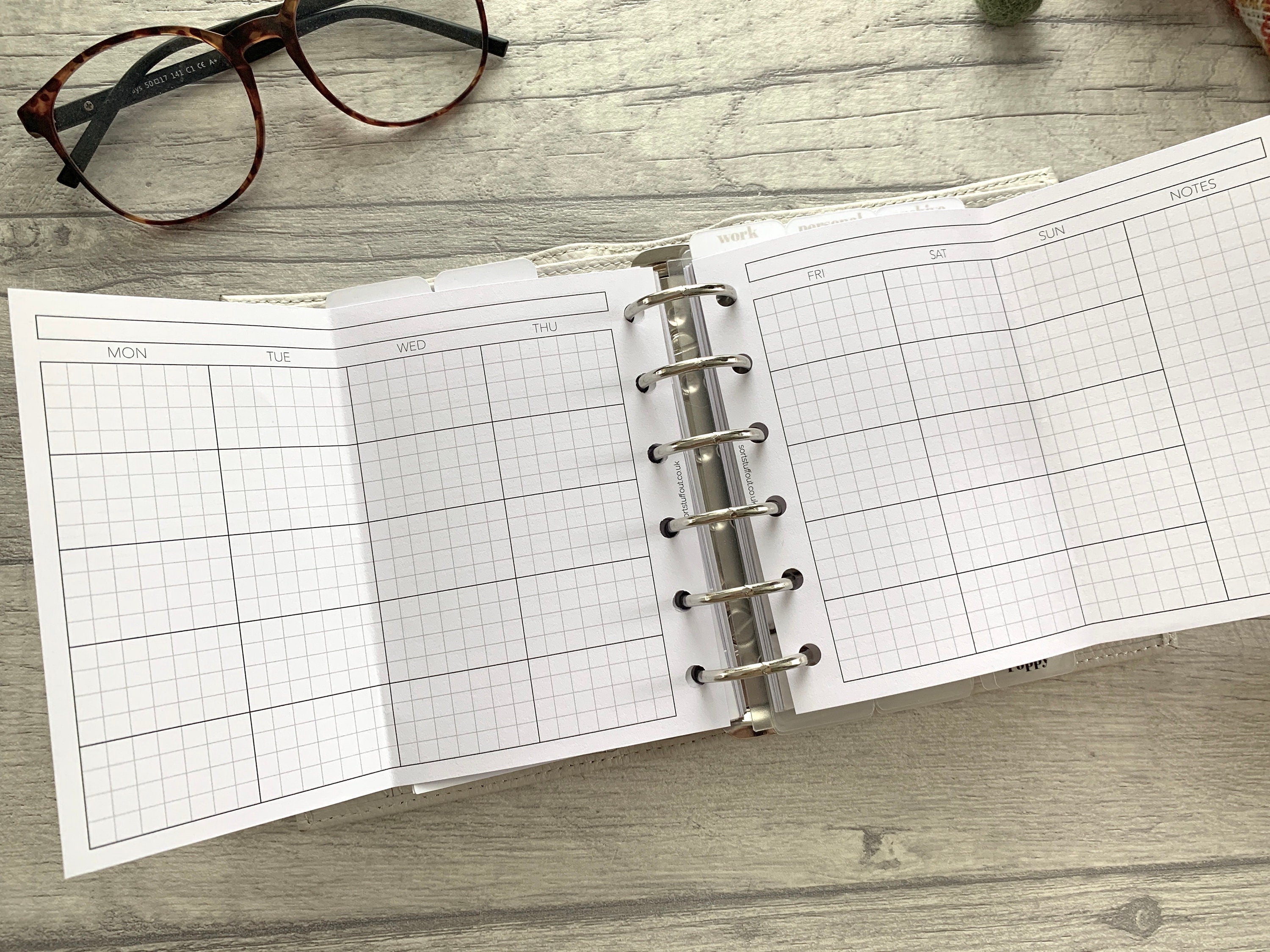 Pocket Size Monthly Grid Foldout - Printed Planner Inserts