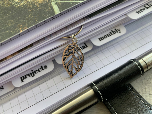 Silver Leaf Page Marker Clip - Luxe Planner Charm