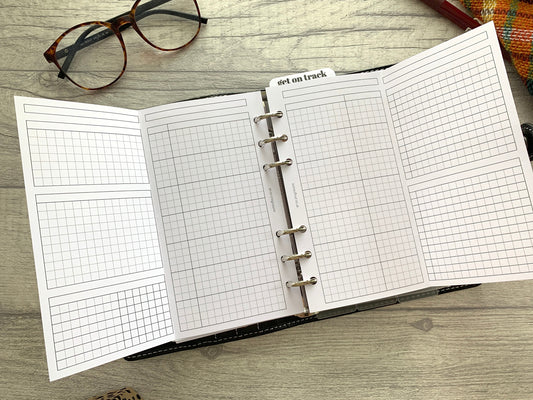 Personal Size Detailed Weekly Grid Foldout - Printed Planner Inserts