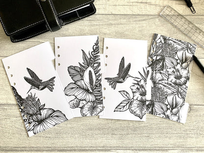 Monochrome Flowers Planner Dividers