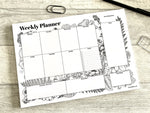 Load image into Gallery viewer, Weekly Planner Monochrome Floral Pad - A4 Tear Off Desk Pad
