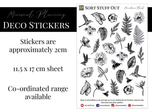 Monochrome Floral Planner Deco Stickers