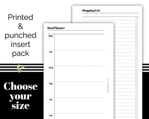 Meal Planner and Shopping List - Printed Planner Inserts
