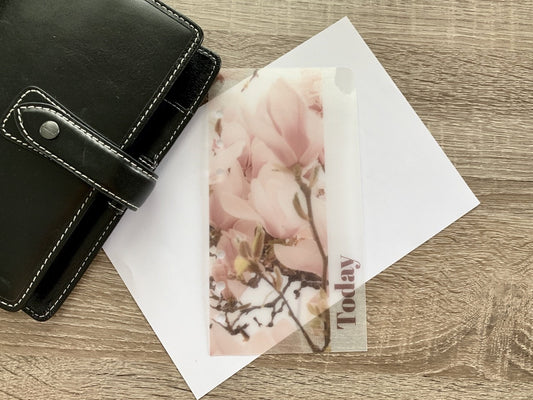 Magnolia - Vellum Custom Text Page Marker - Ring Planner Bookmark