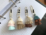 Load image into Gallery viewer, Trio Tassel Page Marker Clip - Luxe Planner Charm
