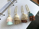 Load image into Gallery viewer, Trio Tassel Page Marker Clip - Luxe Planner Charm
