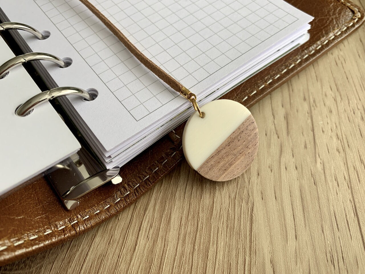 Wooden Circle Bookmark - Choose Size - Minimal Aesthetic - Ring Planner Accessories - Filofax, Kikki K