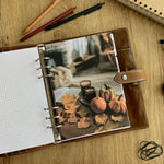 Load image into Gallery viewer, Autumn coffee table - Fall Dashboard - Fits A5, B6, Personal Wide, Personal, A6, Pocket, Mini Ring Planners. Protective Cover.
