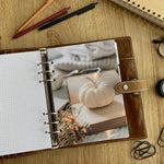 Load image into Gallery viewer, Autumn white pumpkin - Fall Dashboard - Fits A5, B6, Personal Wide, Personal, A6, Pocket, Mini Ring Planners. Protective Cover.
