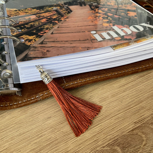 Cinnamon Tassel Bookmark - Choose Size - Minimal Luxe Aesthetic - Ring Planner Accessories - Filofax, Kikki K