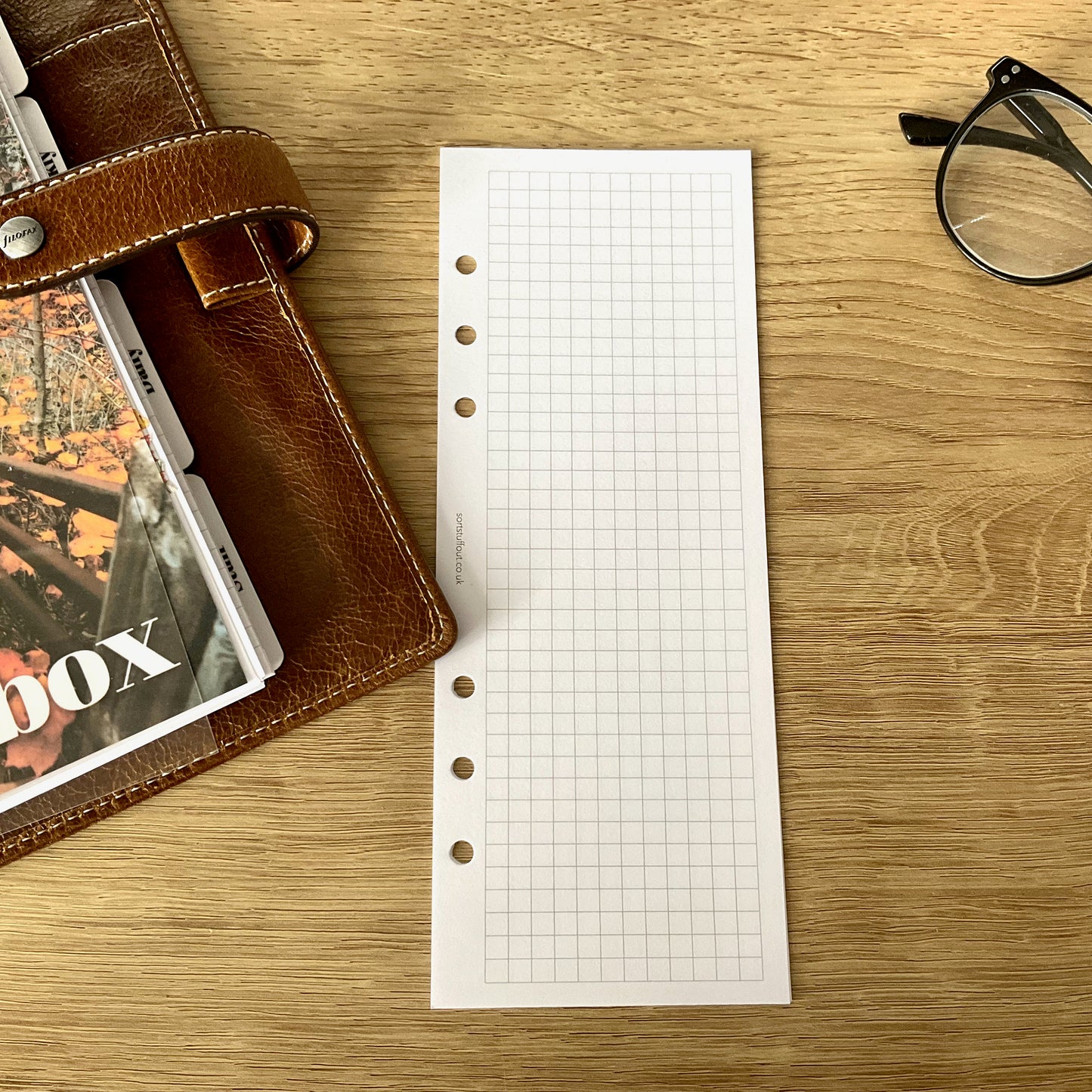 Plain Grid Half-Sheet Printed Punched Inserts Fits A5, B6, Personal Wide, Ring Filofax, Moterm, Kikki K A5 (148x210mm)