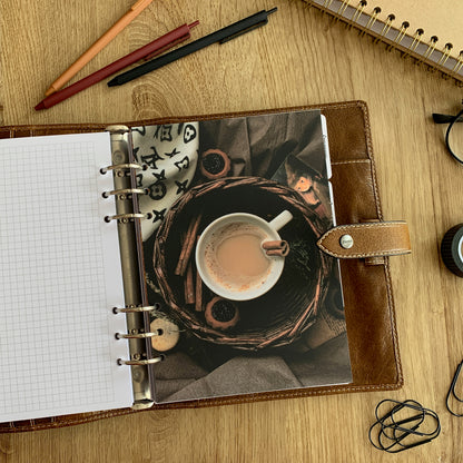 Autumn chai - Fall Dashboard - Fits A5, B6, Personal Wide, Personal, A6, Pocket, Mini Ring Planners. Protective Cover.