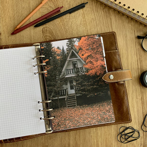 Autumn vacation - Fall Dashboard - Fits A5, B6, Personal Wide, Personal, A6, Pocket, Mini Ring Planners. Protective Cover.