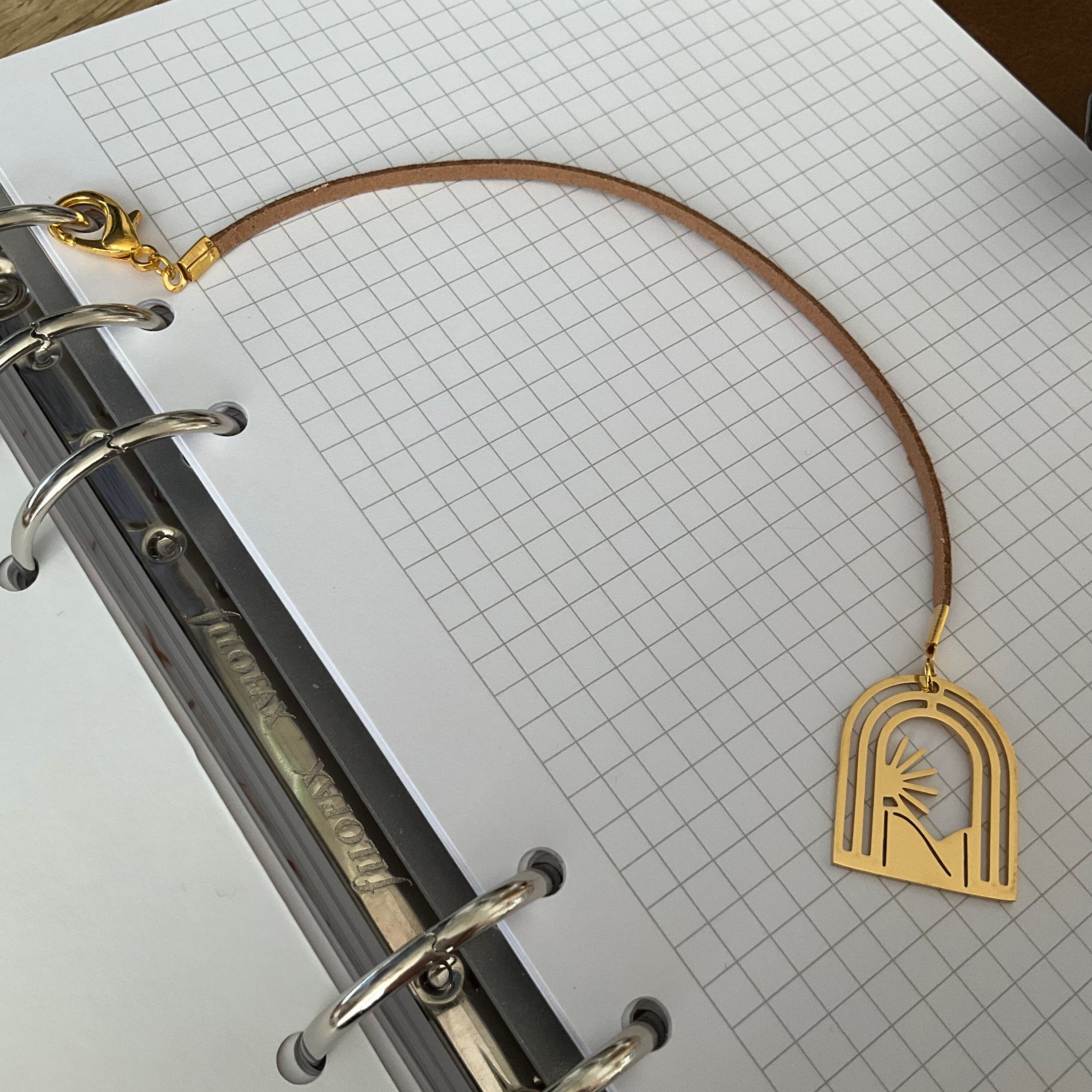 Gold Boho Sunrise Accessories - Page marker, clip or zipper pull - Ring Planner Accessories & Deco - Filofax, Kikki K, Moterm