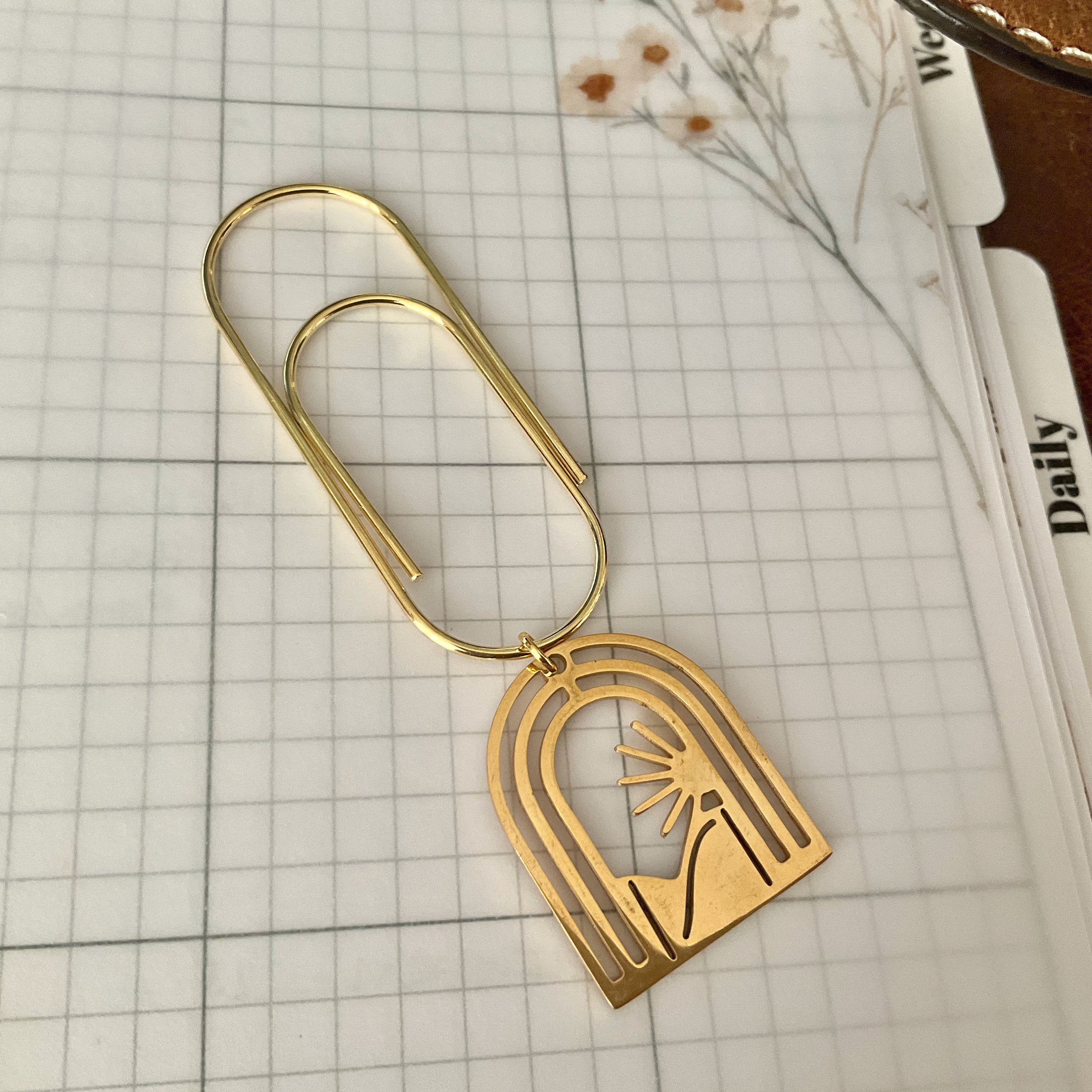 Gold Boho Sunrise Accessories - Page marker, clip or zipper pull - Ring Planner Accessories & Deco - Filofax, Kikki K, Moterm